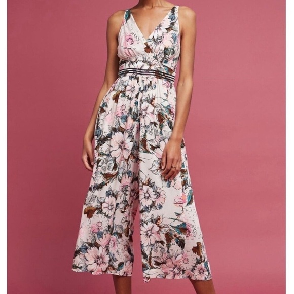 Plenty by Tracy Reese Womens Gwyneth Jumpsuit Size 4 Floral Wide Leg Pink - Picture 1 of 5